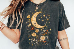 Celestial Moon Boho Flowers Vintage